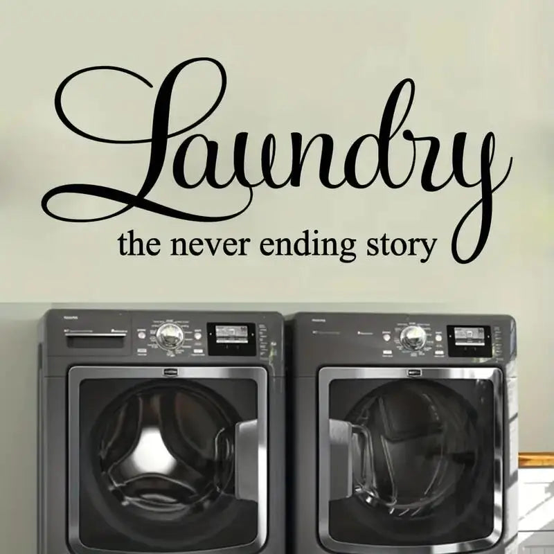 1pc Laundry The Never Ending Story Wall Sticker Washer Dry Family Quote Wall Decal Laundry Wash Room Vinyl Home Decor