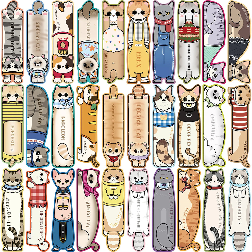 30 pieces Cute Cartoon Cat Bookmark Simple Literary Creative Reading Paper Bookmark DIY For Read Lover