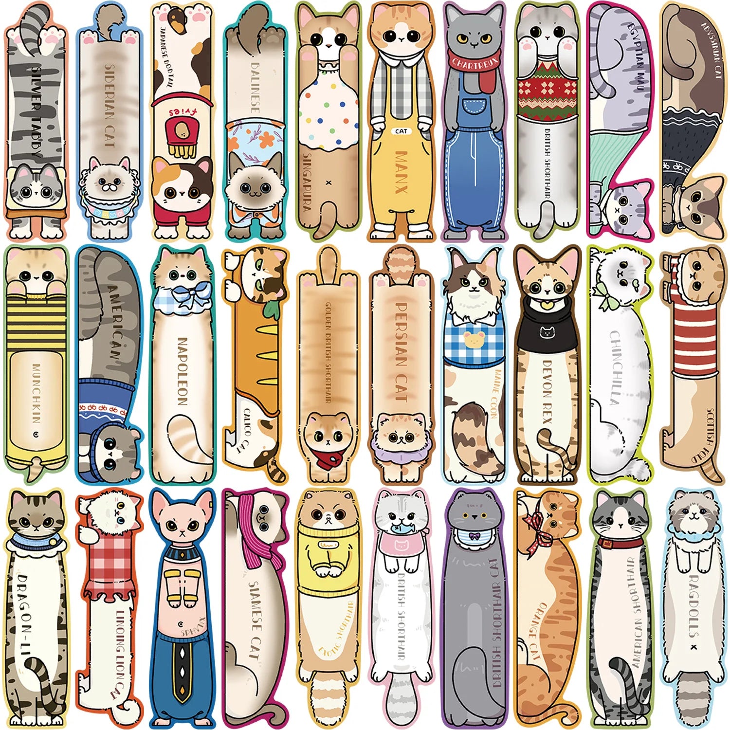 30 pieces Cute Cartoon Cat Bookmark Simple Literary Creative Reading Paper Bookmark DIY For Read Lover