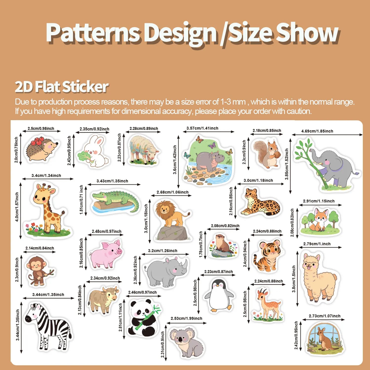 1Roll(500Pcs) 24 Irregular Lovable Animals Vinyl Waterproof Stickers Reusable DlY Craft Decoration Graffiti Scrapbook Labels