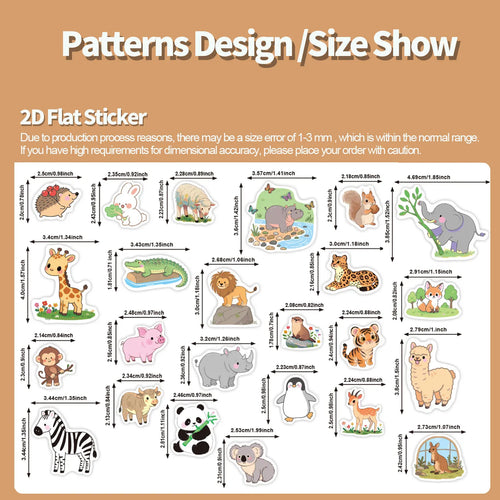 1Roll(500Pcs) 24 Irregular Lovable Animals Vinyl Waterproof Stickers Reusable DlY Craft Decoration Graffiti Scrapbook Labels