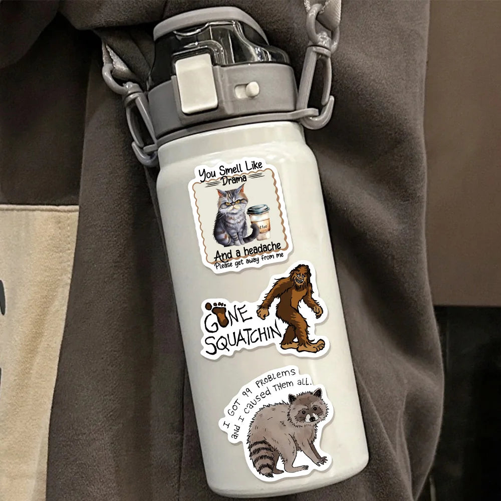50PCS Fun Animal Quotes Sticker Pack Creative Graffiti DIY Handmade Clip Box Pack Skateboard Tablet Puzzle Toy Stickers