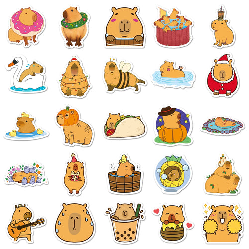 100Pcs Capybara Graffiti Stickers Cute Stationery School Supplies Decor Decals Notebook Phone Case Fridge Luggage DIY Stickers