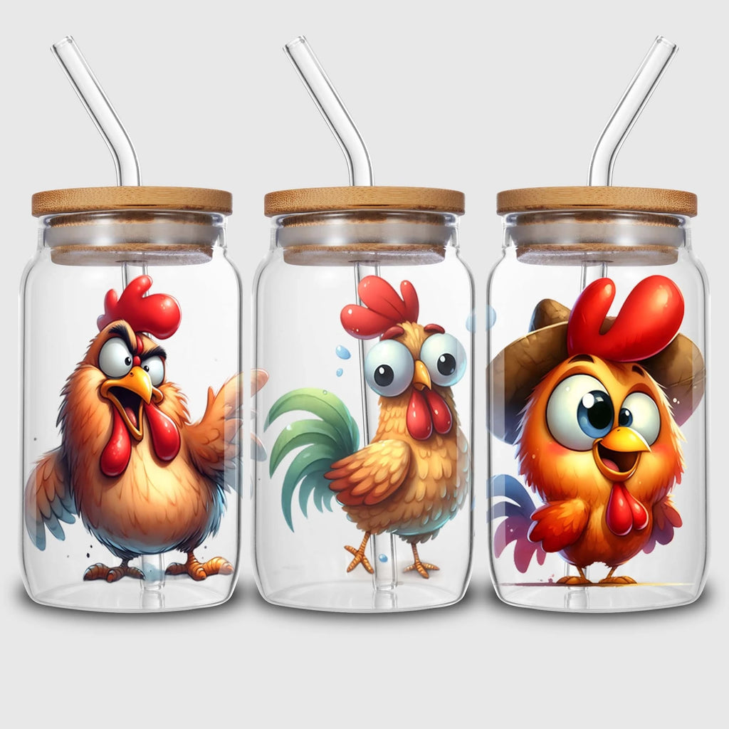 5 sheets animal UV DTF cup packaging suitable for 16oz glass cups, waterproof UV DTF stickers suitable for 16oz glass cups