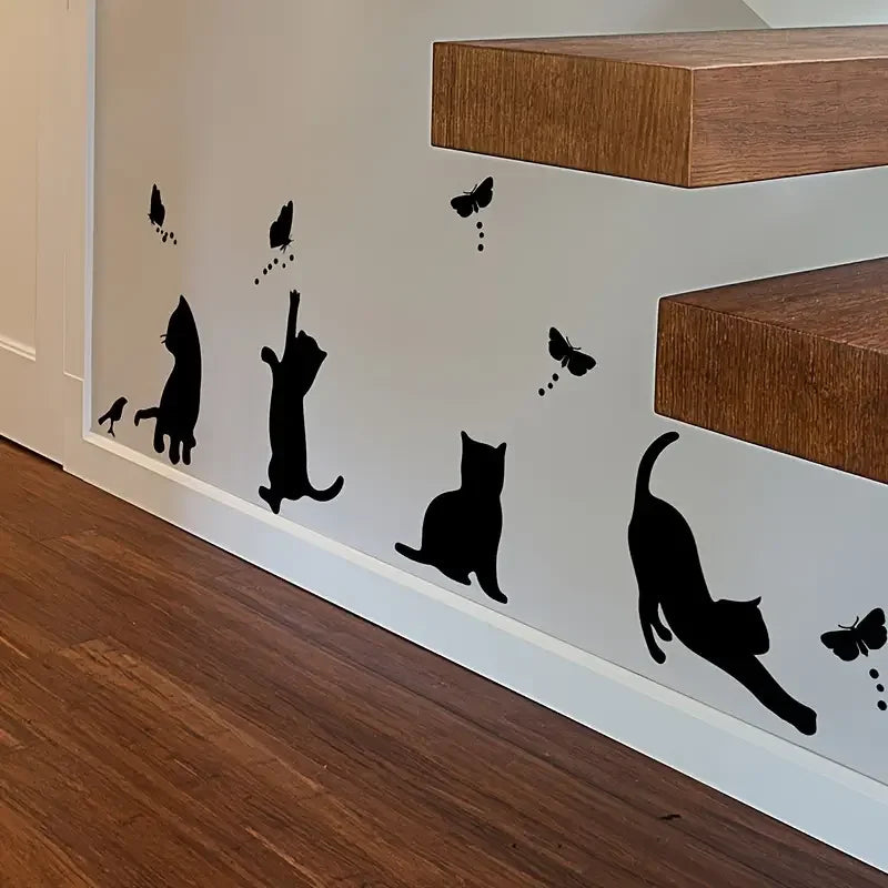 1pc Creative Wall Sticker, Cartoon Black Cat Pattern Self-Adhesive Wall Stickers, Bedroom Entryway Living Room Porch Home Decora