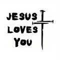 Jesus Loves You Jesus Cross Sticker Christian Car Sticker Window Bumper Decal Sticker Suitable for Car Truck Door Laptop ( Black