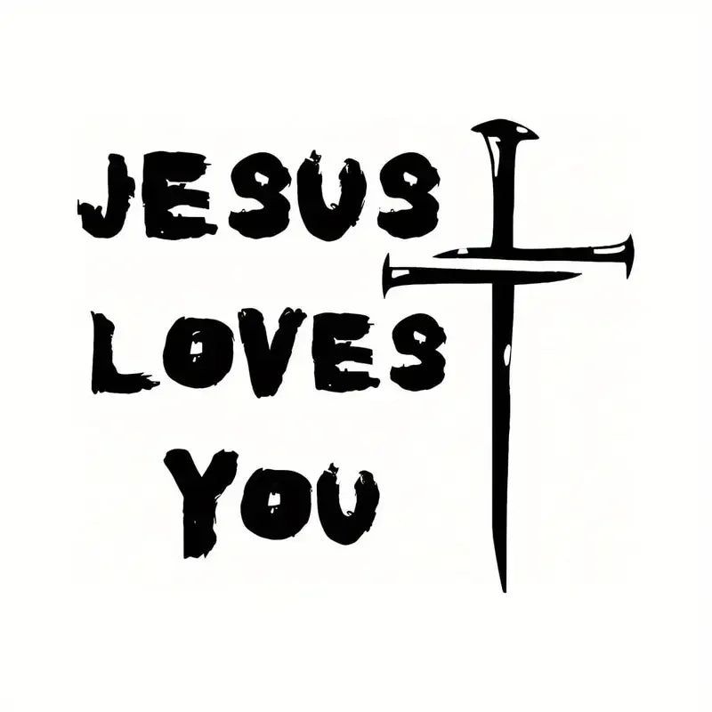 Jesus Loves You Jesus Cross Sticker Christian Car Sticker Window Bumper Decal Sticker Suitable for Car Truck Door Laptop ( Black