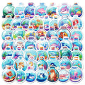 50-Pack Round Underwater World Cartoon Ocean Creature Stickers for Student Stationery Notebook Diary Luggage Decoration