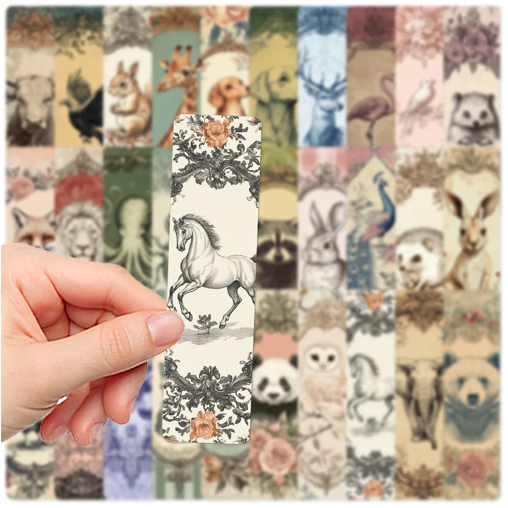 30Pcs Classic Antique Bookmark Animal Bookmarks for Students Reading Annotation Cards Textbook Bookmarks