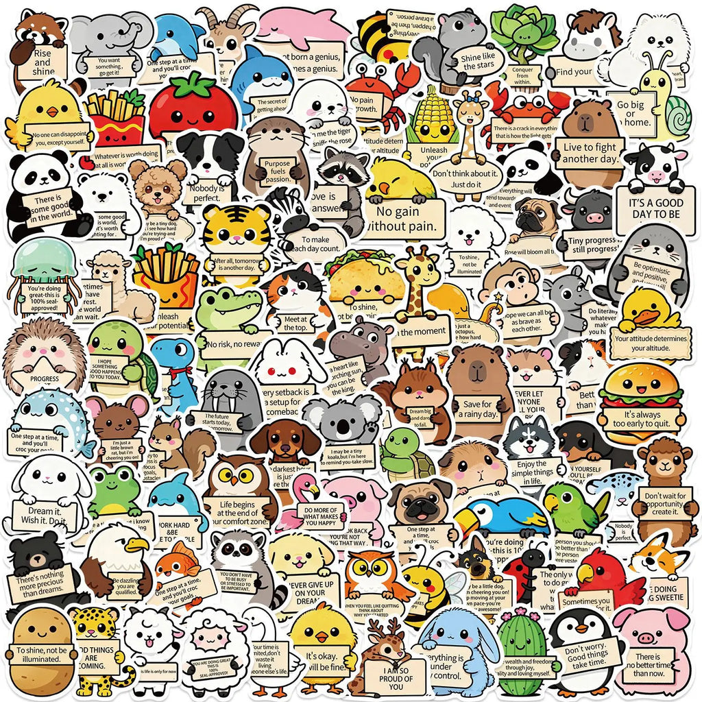 100PCS Cartoon Animal Emotional Support MEME Graffiti Stickers DIY Decoration Guitar Notebook Luggage DIY