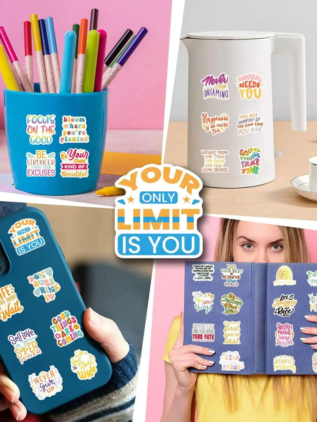 50/110PCS Inspirational Text Short Phrases English Slogan Personality Graffiti Sticker Car Luggage Suitcase Water Cup Sticker