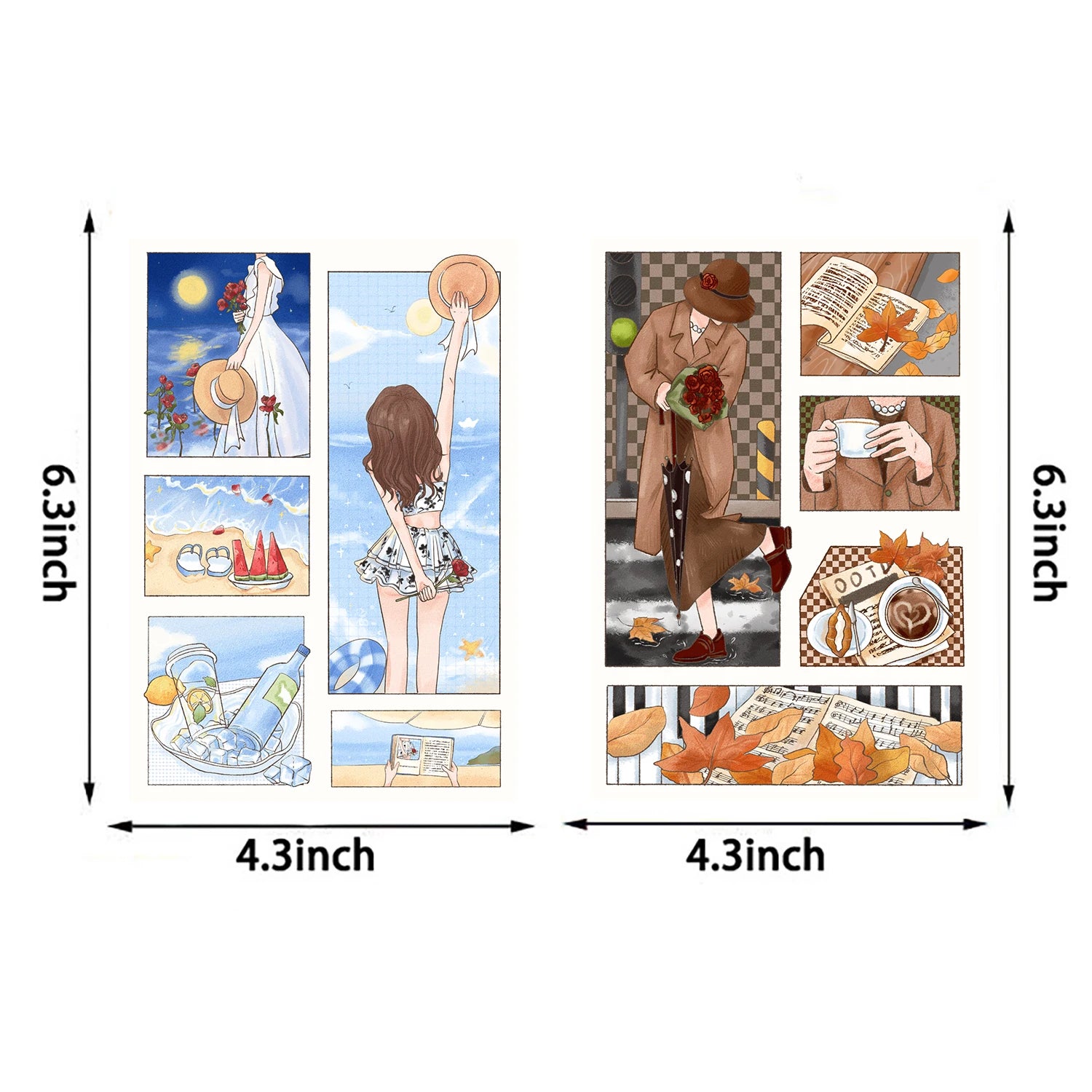 8/16PCS Pink Couplets Graffiti Collage Nostalgia Harajuku Motorcycle Bicycle Cartoon DIY Stationery Cafe Living Room Sticker