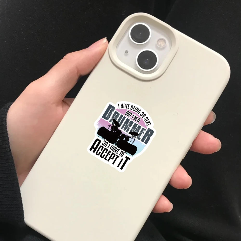 50pcs Drummer Rock Musician Sticker Nostalgia Waterproof Community Fruits Phone Banner Skateboard Luggage Car Dormitory Stickers