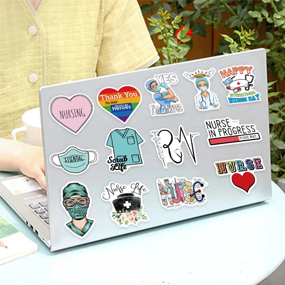 50PCS Nurse Main Topic Series Stickers DIY Luggage Manual Phone Case Notebook Envelope Label Stickers
