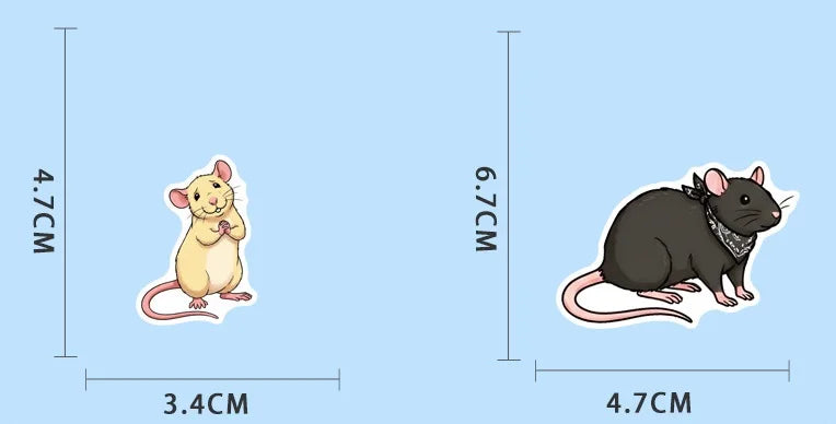 50/100 Pcs Cartoon Funny Rat Stickers School DIY Game for Suitcase Notebook Skate Cup Removable Waterproof Decals