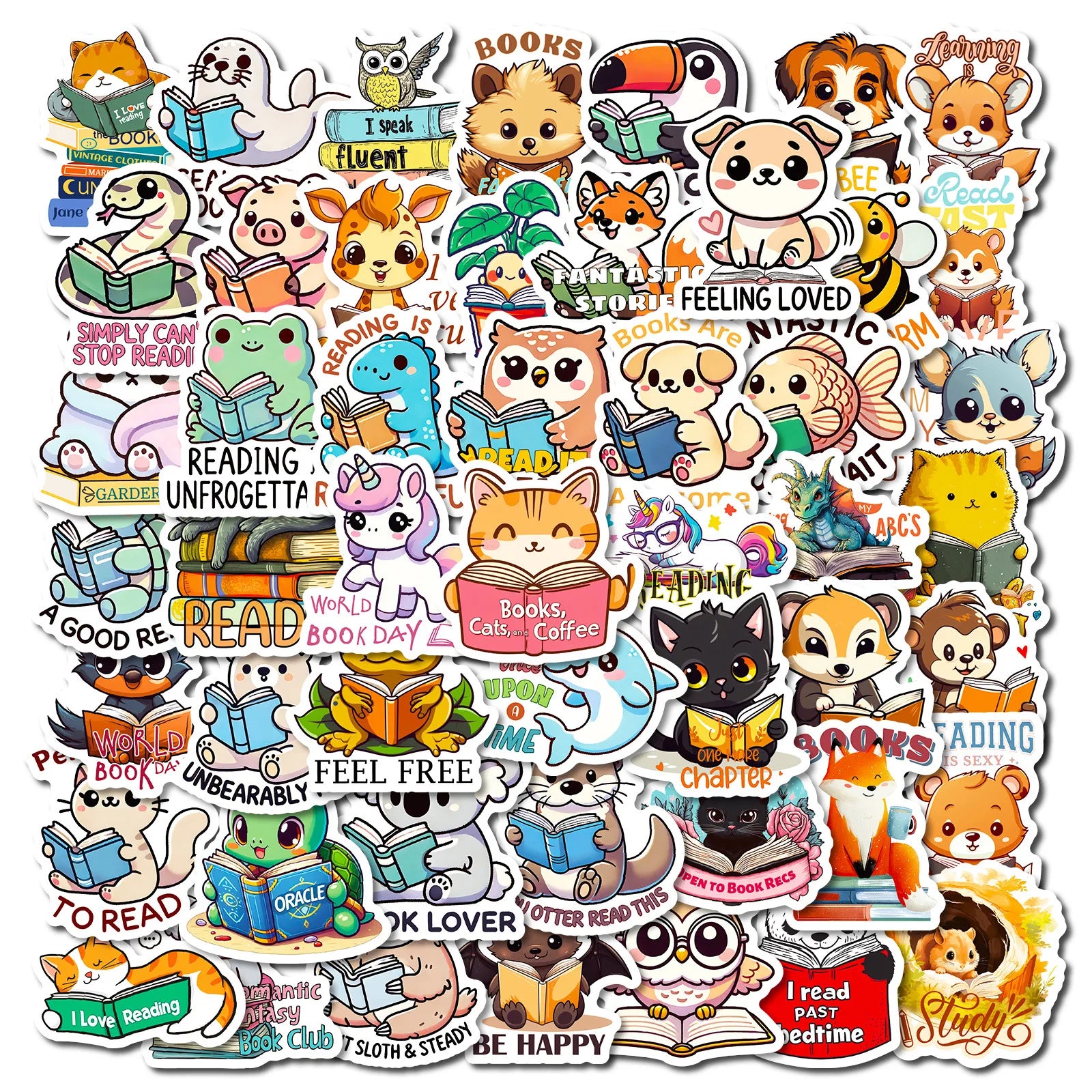 56/118PCS Cartoon Animal Dog/Food Text Stickers Cute and Fun Graffiti Notebook Stationery Decoration Stickers