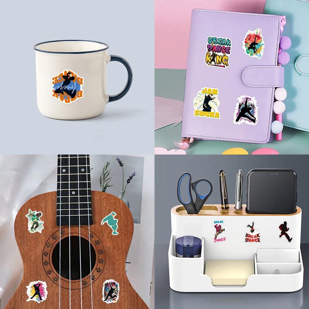55/110PCS Breakdance Cartoon Graffiti Stationery Notebook Stickers Car Luggage Bottle Stickers