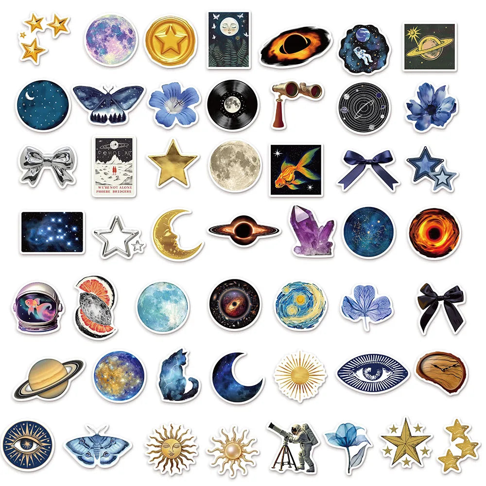 50PCS Space Star Creative Cartoon Decoration DIY Creative Phone Case Laptop Cup Speaker Toy Stickers