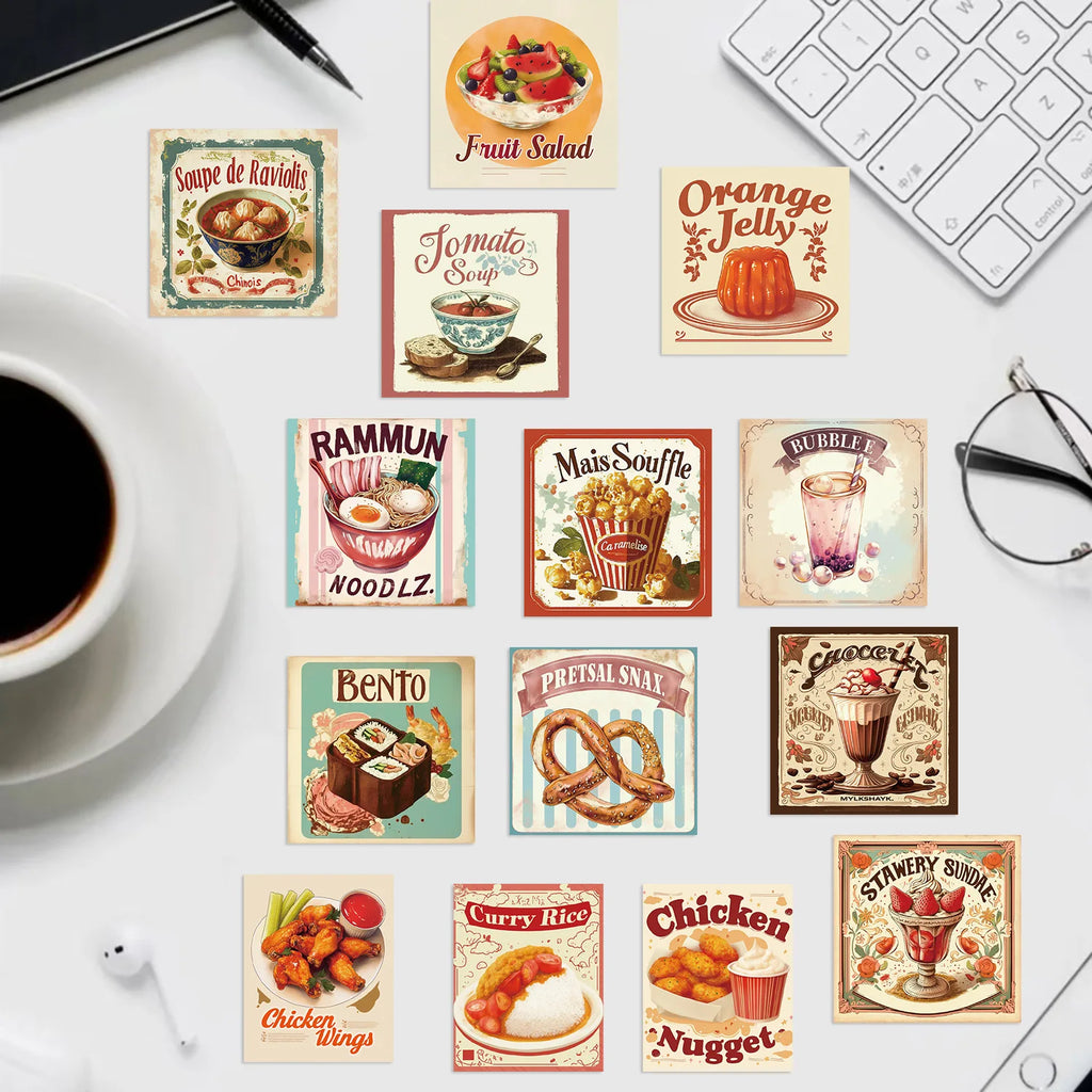 50/100PCS Waterproof Cartoon Retro Delicious Food Graffiti Stickers DIY for Decoration Guitar Notebook Luggage