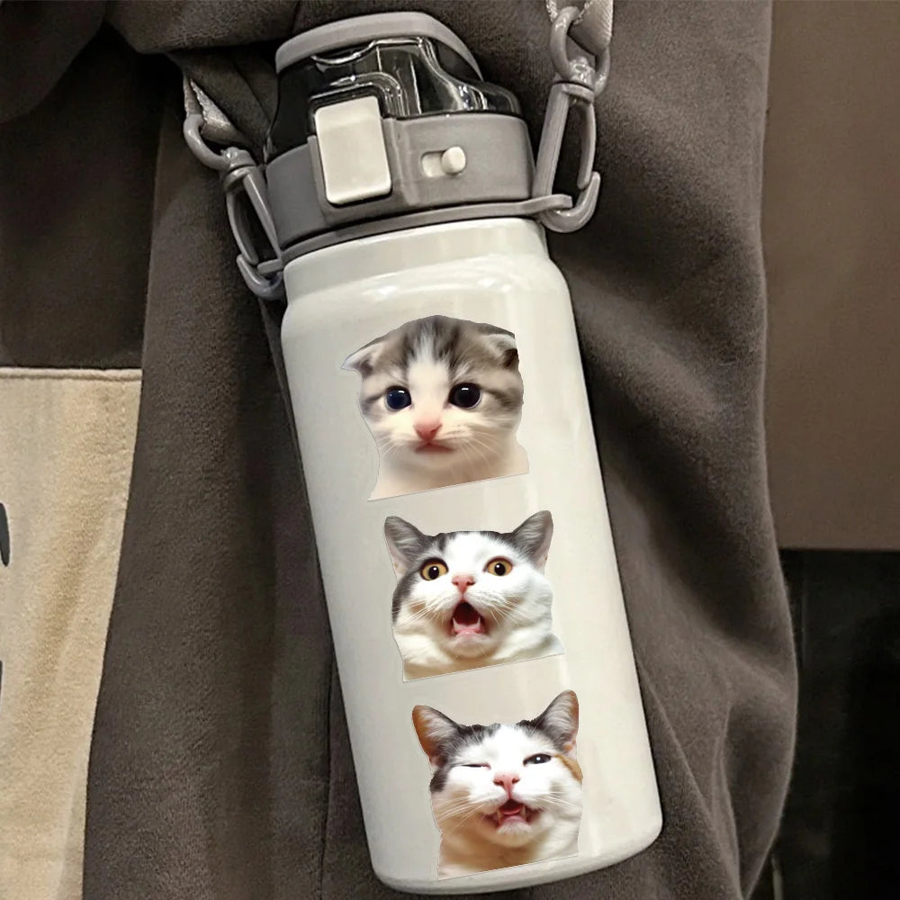 50PCS Cute and Funny Cat Stickers DIY Phone Cases Laptop Refrigerator Stickers Desktop Stickers Waterproof Toy Stickers