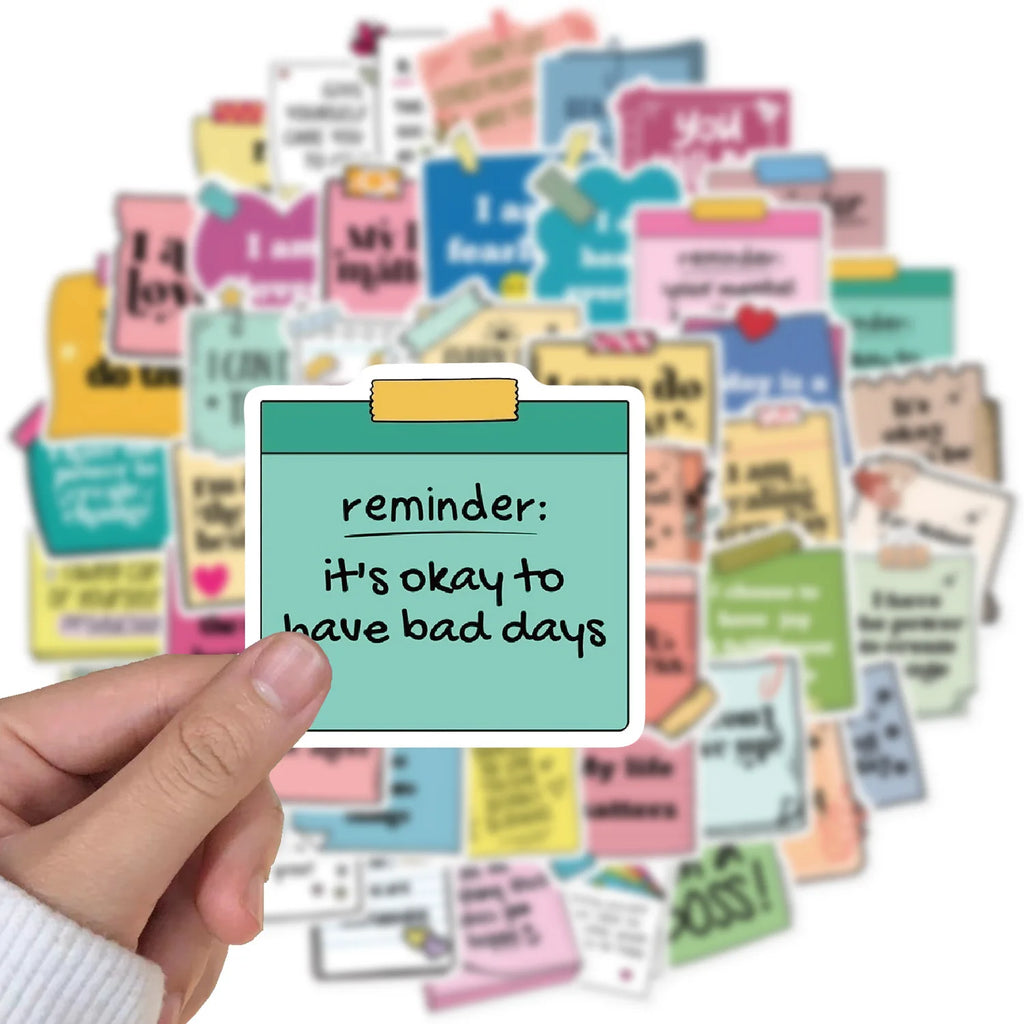 50pcs Self-adhere Motivational labels Cartoon Graffiti Stickers Phone Guitar Laptop Notebook Suitcase Water Bottle Waterproof