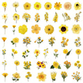 50/100PCS Transparent PET Yellow Flower Stickers Notebook Luggage Phone Waterproof Stickers