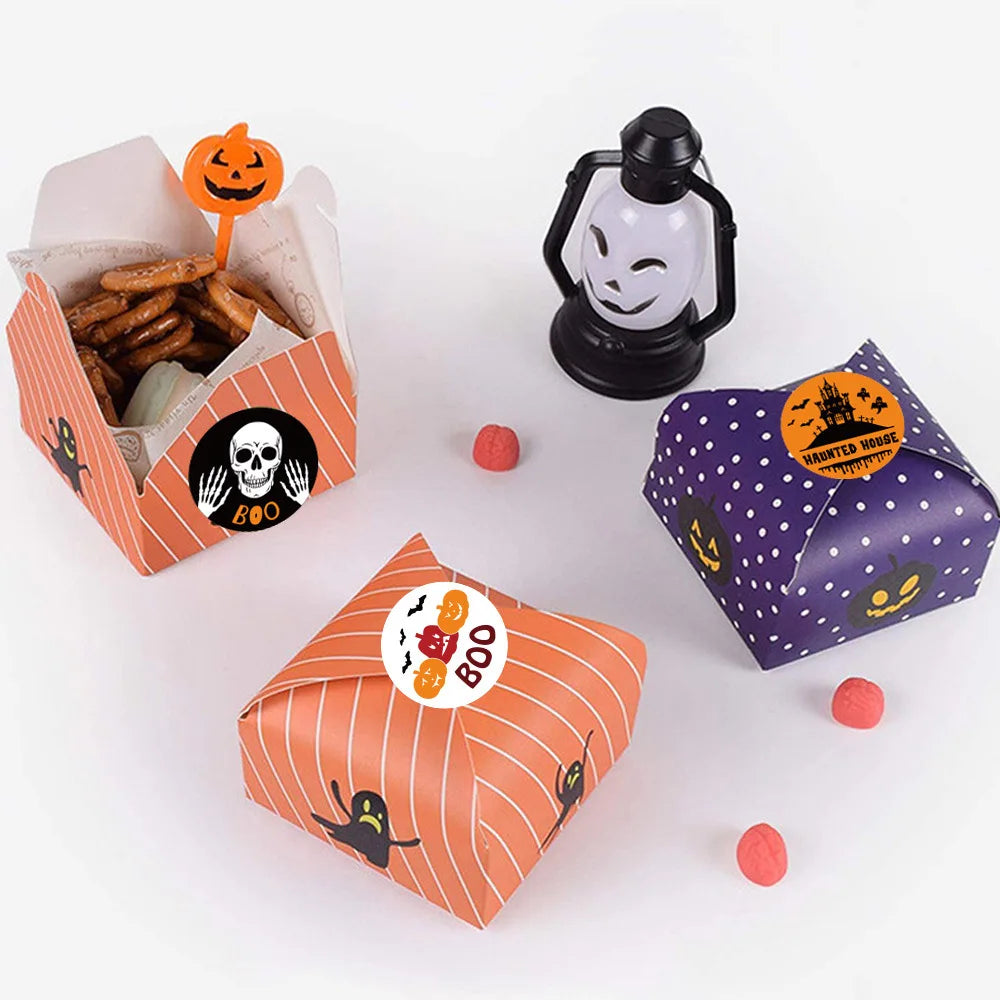 500pcs/roll Halloween Pumpkin Bat Sealing Sticker 1inch, Happy Halloween Sticker For Kids Party Baking Accessories Tools DIY