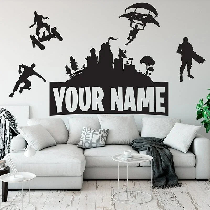 Customed Name Wall Stickers Boys Gaming Room Vinyl Decal Kids Bedroom Wall Decor