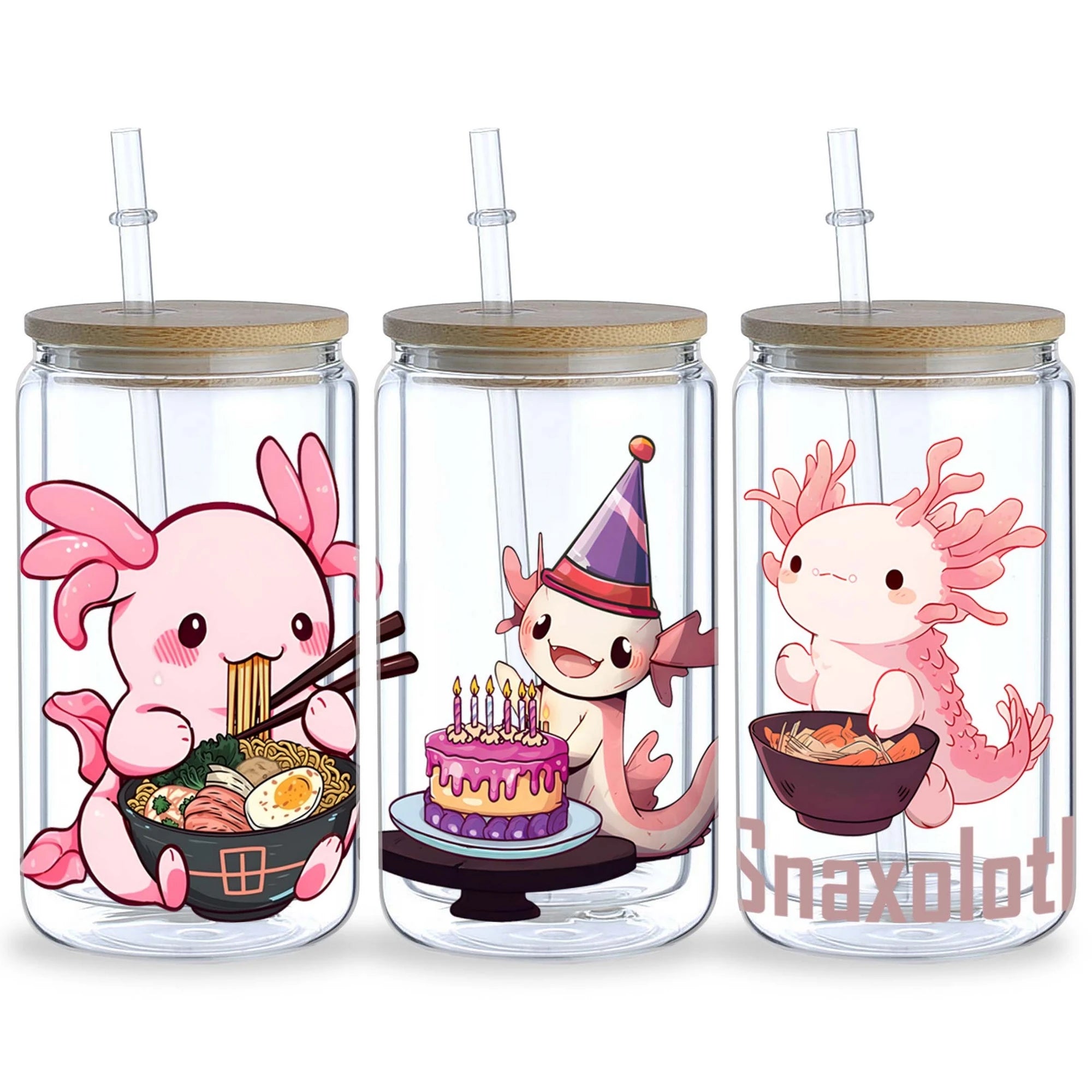 5 Sheets Salamander UV DTF Cup Sleeve 16oz, Funny Salamander DTF Cup Sleeve Transfer Glass, Water Bottle Waterproof Decal