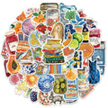 50PCS Retro Creative Stickers Laptop Guitar Ski Board Scrapbook Mobile DIY Stickers Aesthetic Cartoon Stickers