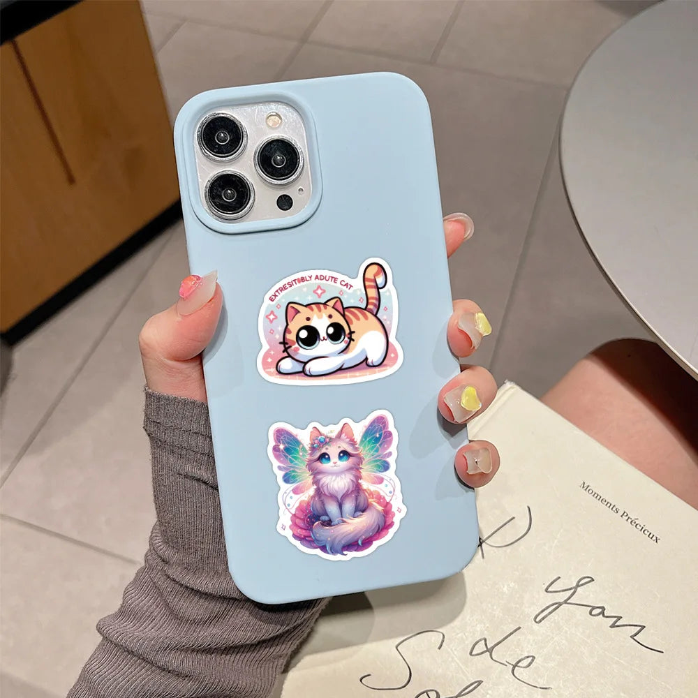 50/100PCS Cute Cat Cartoon Graffiti Sticker Water Cup Waterproof Reward Sticker for Stationery Laptop Car Luggage