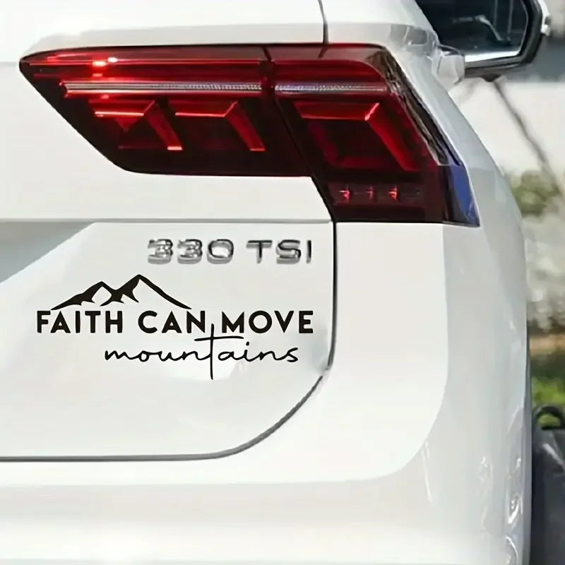 Faith Can Move Mountains Decal Vinyl Sticker Car Truck Wall Laptop 20.32cm X 7.62cm Car Body Bumper Rear Gear Glass Sticker