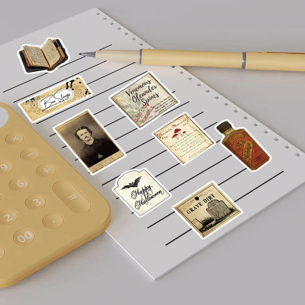 50PCS Gothic Pharmacist Medication Label Stickers Skateboard Designs Phone Luggage Waterproof Scrapbooking Laptop Wall Sticker