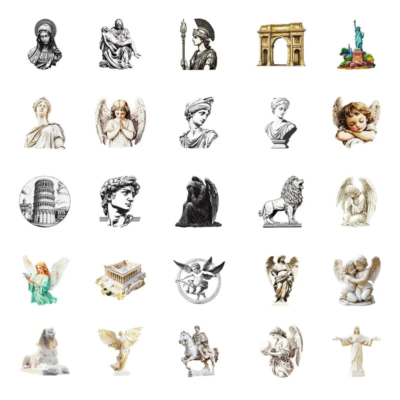 10/30/50PCS Vintage Artistic Sculpture PVC Sticker Aesthetic Stationery DIY Decoration Scrapbooking School Supplies for Kids