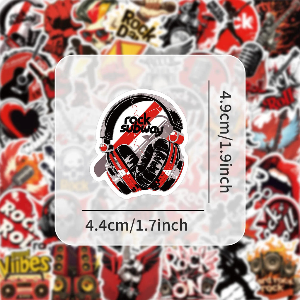 50-Pack Hip Hop Rock Music Graffiti Stickers Waterproof Decorations for Water Bottles Luggage Refrigerators Mobiles Stationery