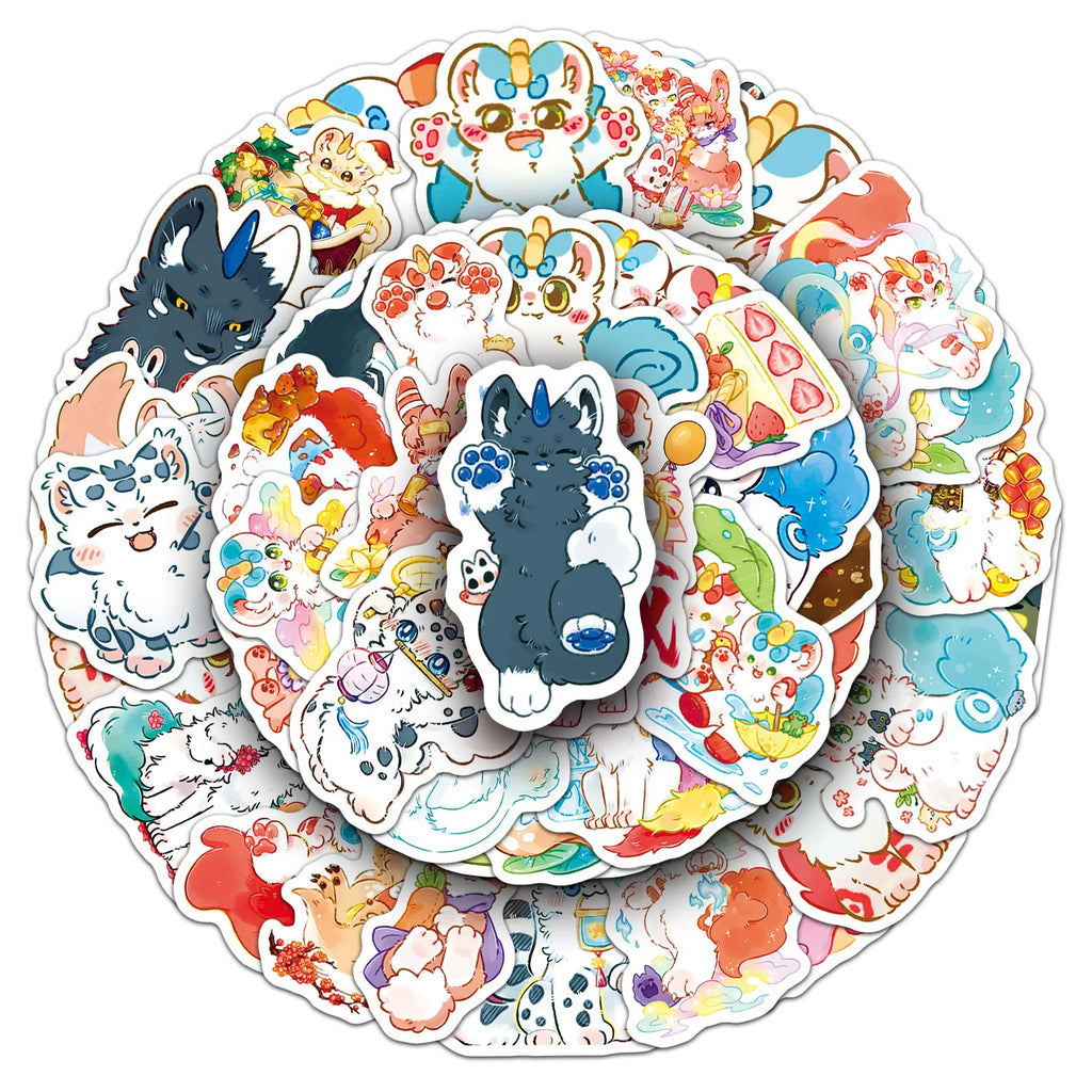 50Pcs Cartoon Anime Animal & Character Doodle Stickers Stationery Organizer Box Phone Notebook Guitar Fridge Suitcase DIY Decals