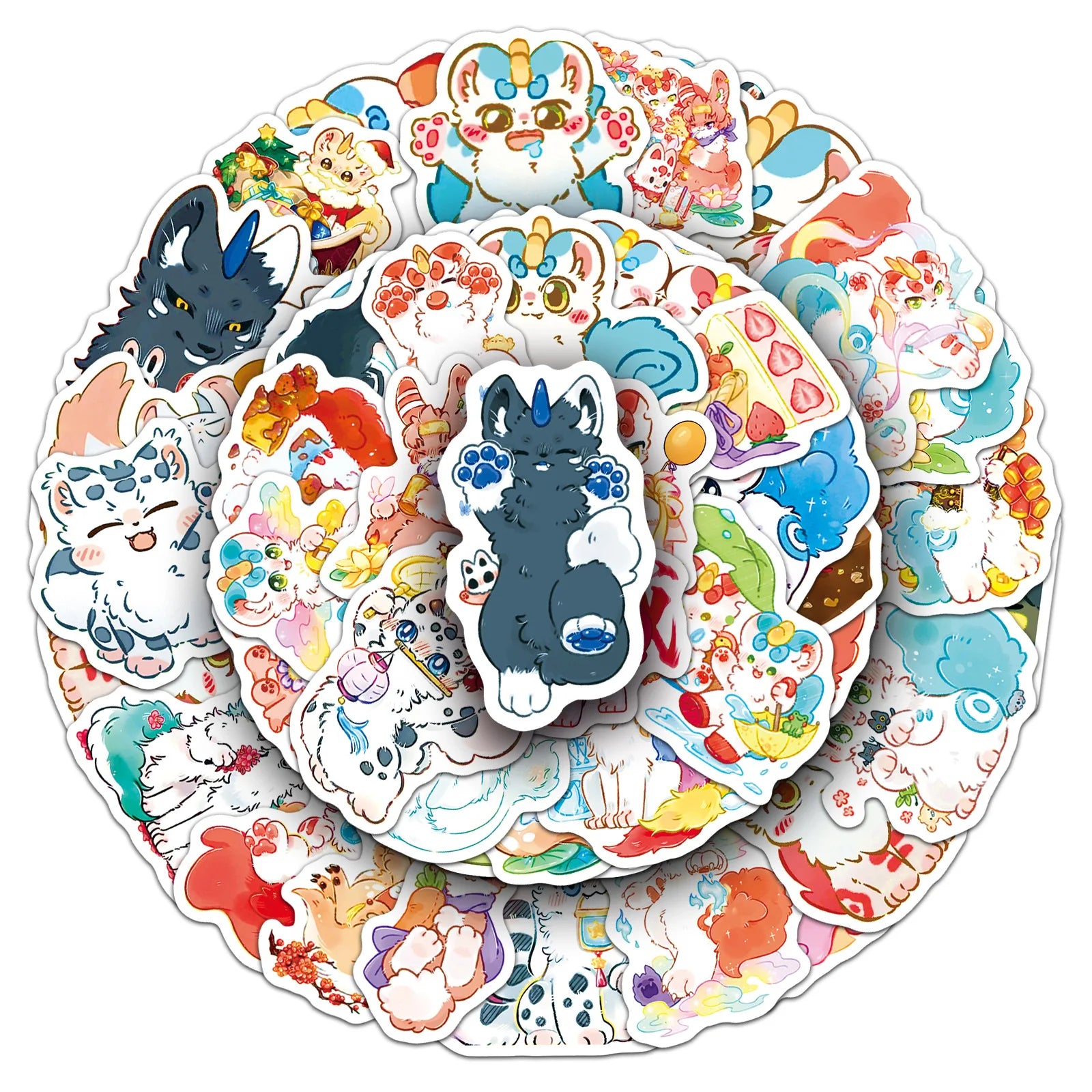 50Pcs Cartoon Anime Animal & Character Doodle Stickers Stationery Organizer Box Phone Notebook Guitar Fridge Suitcase DIY Decals