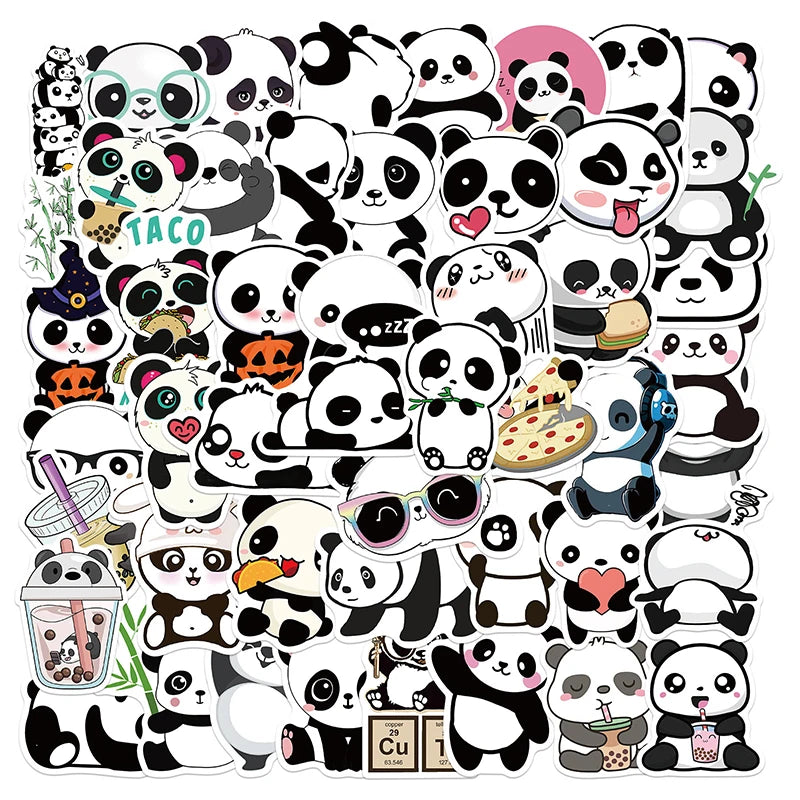 10/30/50PCS Cute Panda Sticker Aesthetic PVC Stationery Children's Sketchbook Laptop Diary Decoration Scrapbook Supplies for Kid