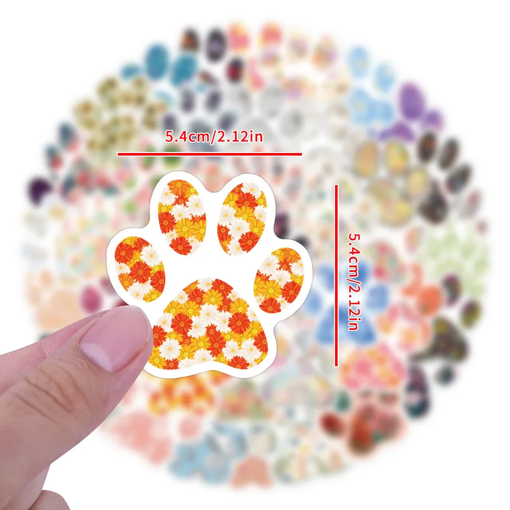 60/120PCS Cute Cartoon Animal Flower Paw Graffiti Sticker for Decor Car Luggage Case Phone Notebook Stationery Decals