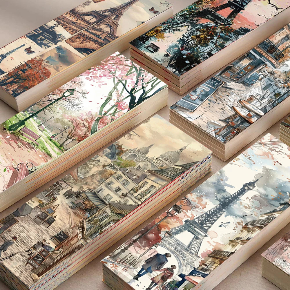 30PCS Romantic Paris Bookmark Laptop Creative Harajuku Home Student Supplies Gifts Reading Book DIY Aesthetic Landscaping Card B