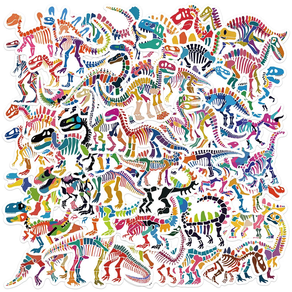 50PCS Colorful Dinosaur Dragon Bone Stickers Luggage Laptop Water Cup Stationery Stickers