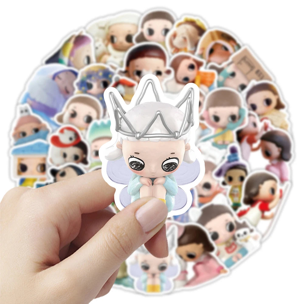 52/104 PCS Cartoon Stickers Laptop Guitar Luggage DIY Creative Waterproof Reward Stationery Stickers