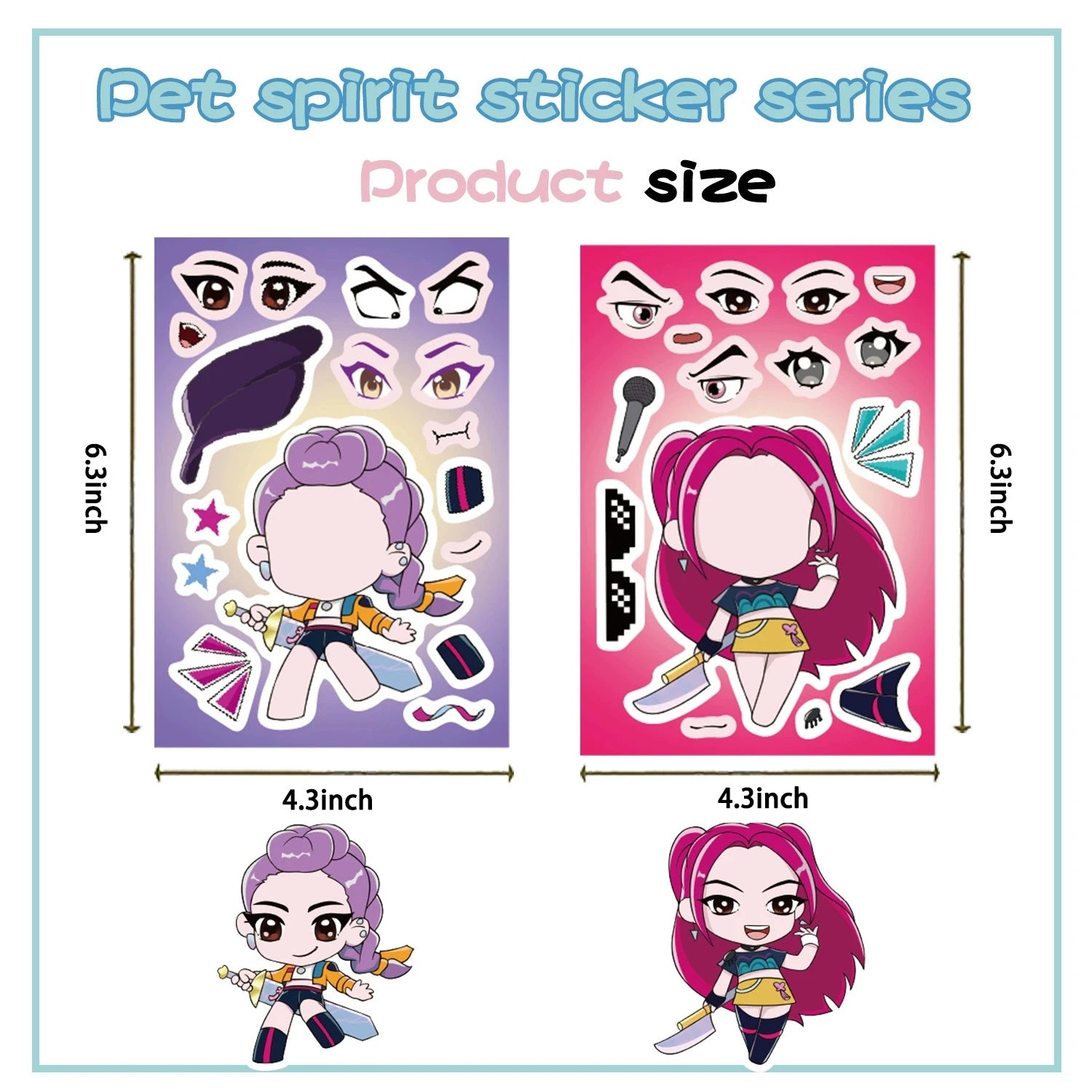 16PCS Puzzle Stickers Make a Face Stickers DIY Handicrafts Waterproof K-POP Stationary Stickers