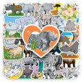 50-Pack Waterproof Rhino Cartoon Animal Graffiti Stickers for DIY Notebook Mobile Phone Luggage Decoration