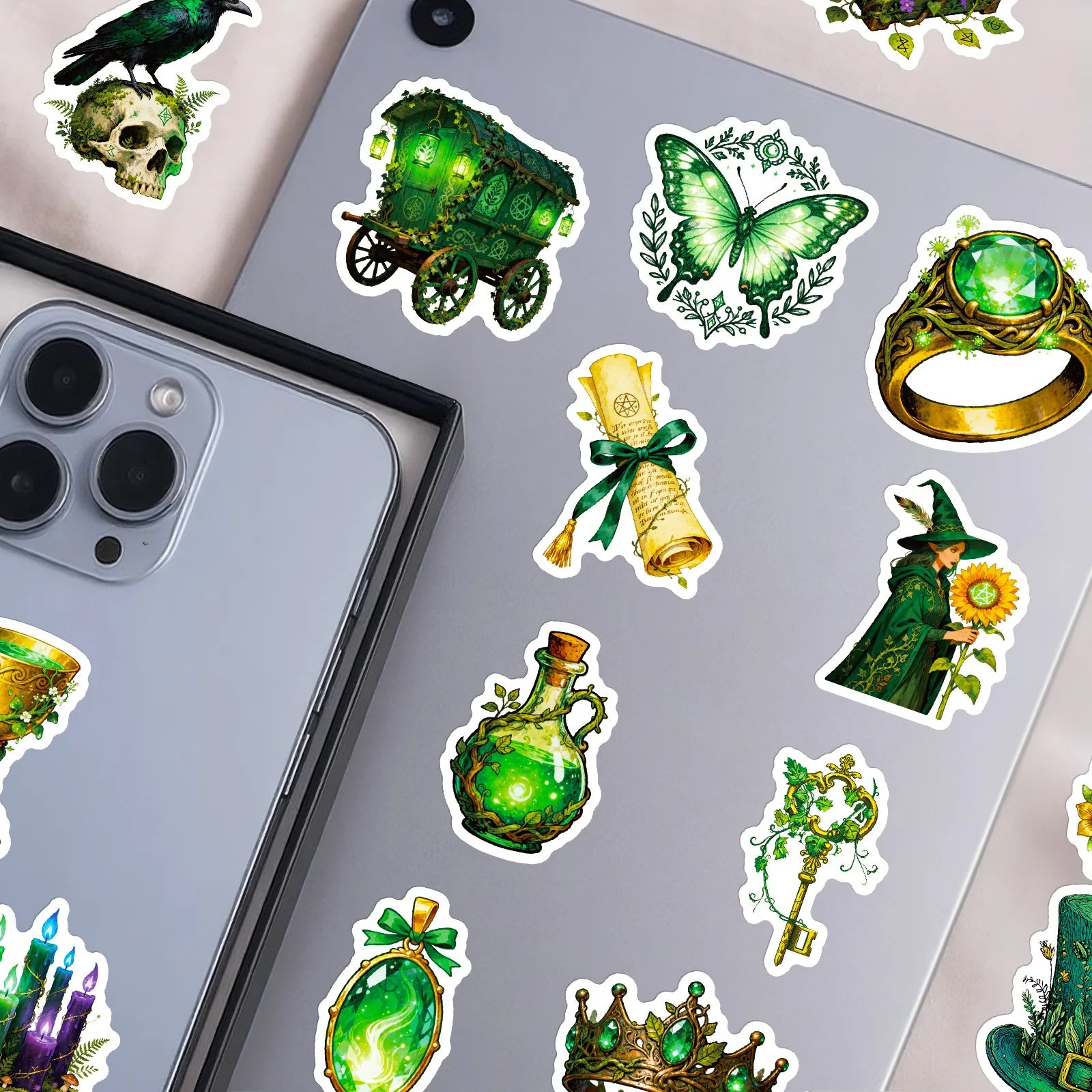 56/112 Pcs Magic Forest Witch Series Self-Adhesive Doodle Stickers for DIY Scrapbook Notebook Helmet Scooter Stationery Box