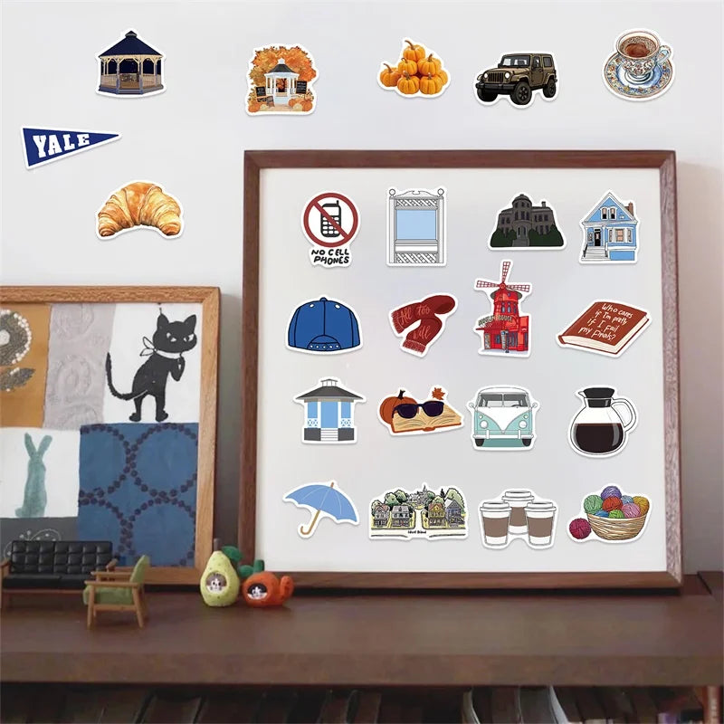 10/30/50PCS Kawaii Gilmore Coffee PVC Sticky Sticker Aesthetic DIY Children's Decoration Scrapbooking School Supplies