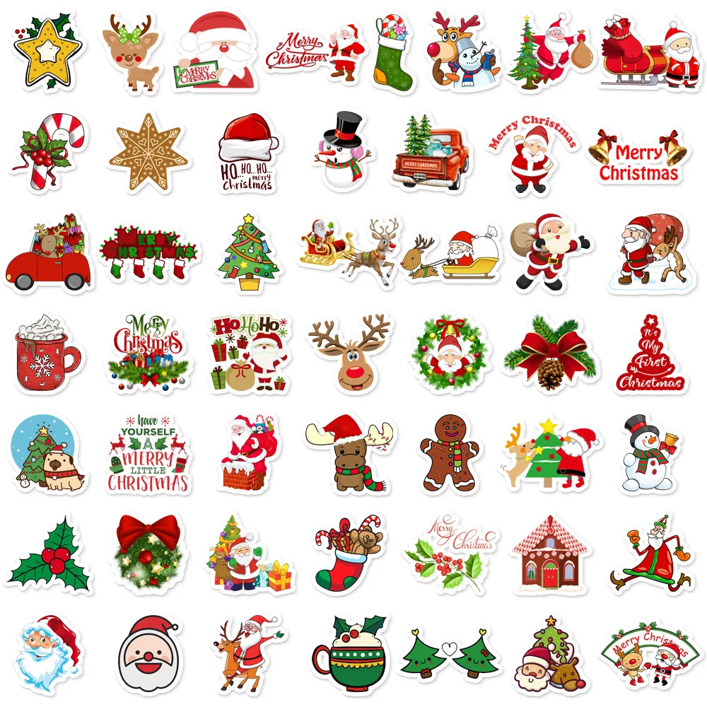 50PCS Christmas Series 2 Holiday Decoration Graffiti Stickers DIY Phone Case Laptop Tablet Toy Stickers