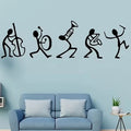 Cartoon Funny Small Men Music Band Guitar Wall Stickers | Vinyl Home Decor for Room Play, Self-Adhesive, Glossy Finish, Detachab