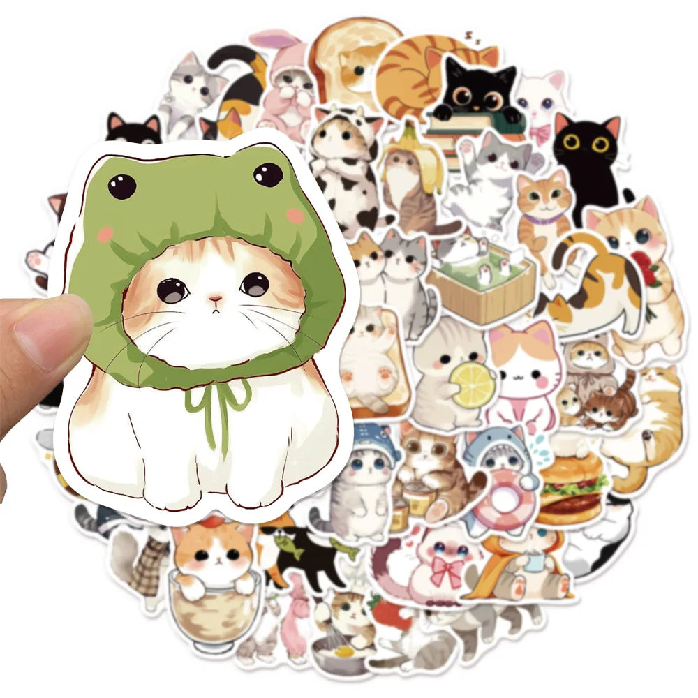 50PCS Cat Cute Creative Fun Stickers DIY Manual Speaker Decoration Luggage Notebook Water Cup Label Waterproof Stickers