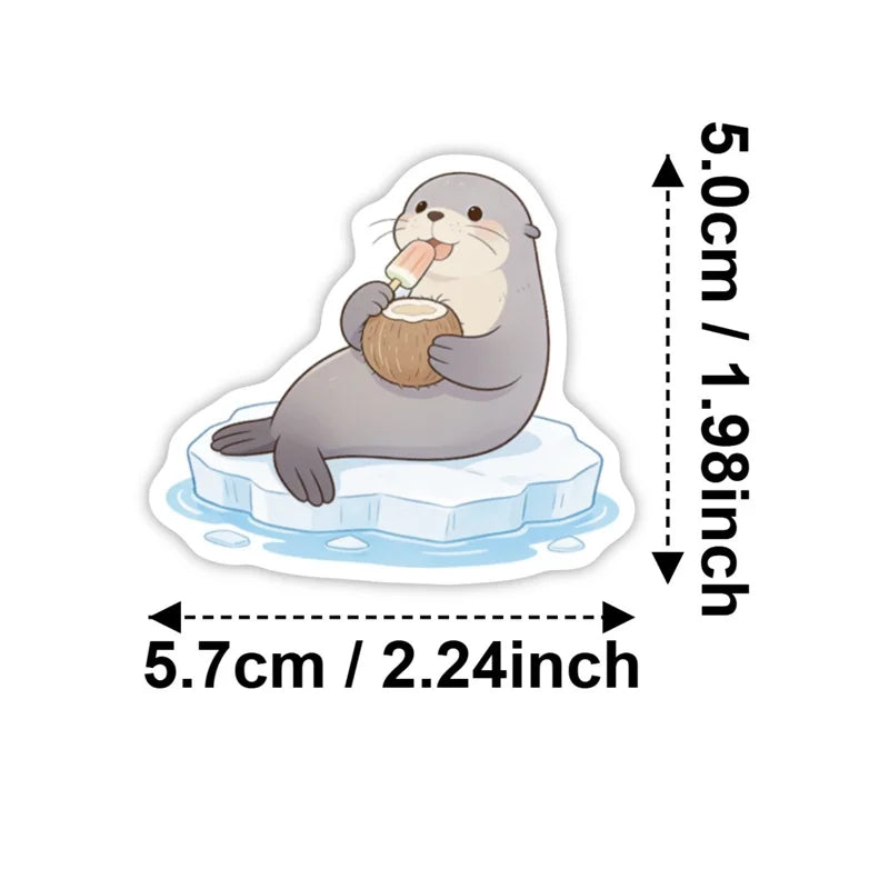 10/30/56PCS Watercolor Animals PVC Sticky Sticker Stationery DIY Children's Laptop Luggage Skateboard Decoration Scrapbooking
